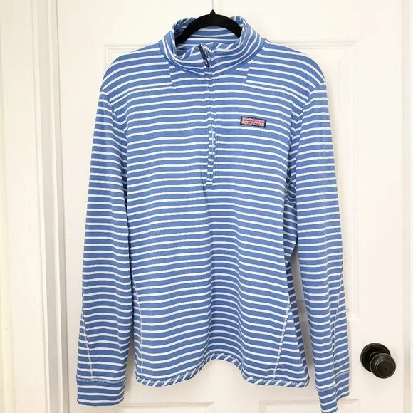 Women Vineyard Vines Striped Sankaty Shep Shirt in Light Blue Size Extra Large - Picture 2 of 11